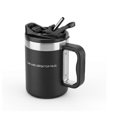 CAR AND DESKTOP MUG WITH DOUBLE ACTION LID